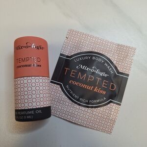 Mixologie Tempted Coconut Kiss Roll On Perfume Oil Keychain & Body Wash Sample